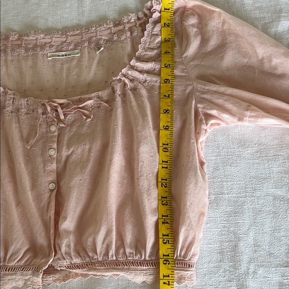 Doen 100% organic cotton pale Pink Textured Blouse cropped - Picture 9 of 11